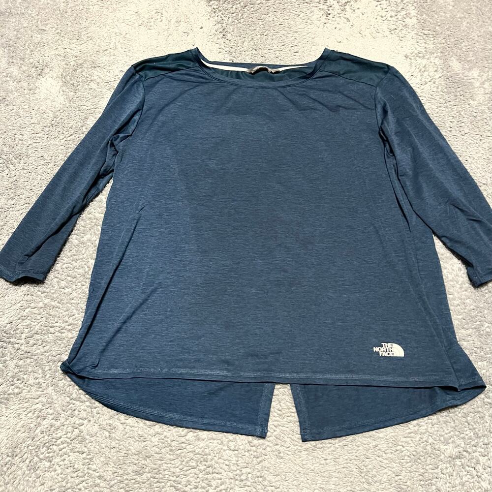 The North Face Shirt Womens XL Blue Back Vent Long Sleeve Hike Performance